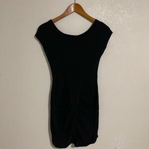 Vans Black Cap-Sleeve Ruched Mini Dress